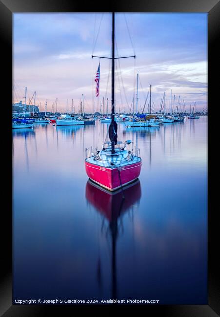 Red Boat - San Diego Harbor Framed Print by Joseph S Giacalone