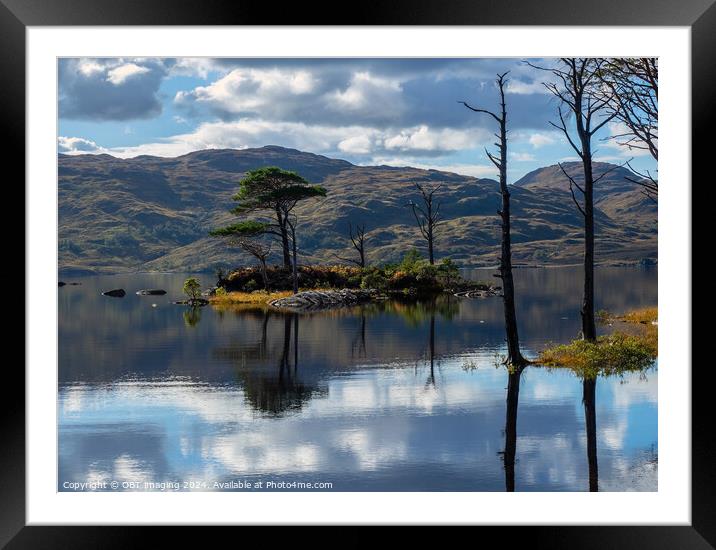Assynt Loch & Tree Reflections Scottish Highlands  Framed Mounted Print by OBT imaging