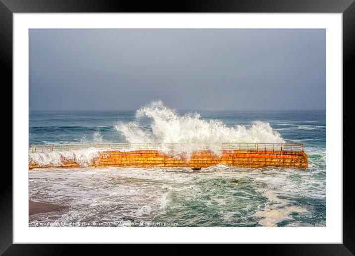 Seawall Splash Framed Mounted Print by Joseph S Giacalone