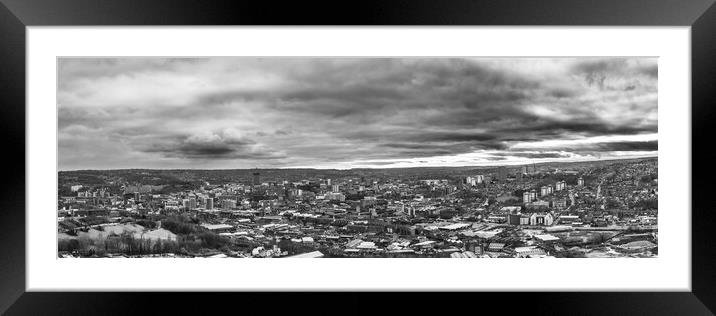 Sheffield Black and White Framed Mounted Print by Apollo Aerial Photography