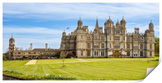 Burghley House, Stamford Print by Keith Douglas