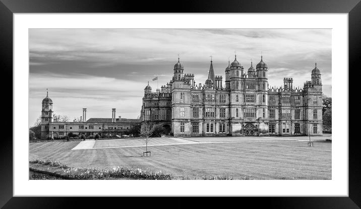 Burghley House, Stamford (BW) Framed Mounted Print by Keith Douglas