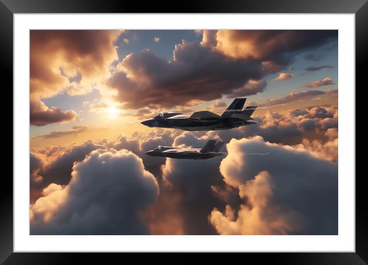 F35B Lightning II Sunset Fighters Framed Mounted Print by J Biggadike