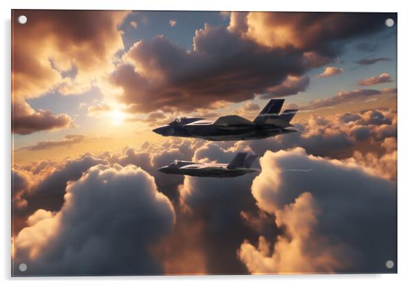 F35B Lightning II Sunset Fighters Acrylic by J Biggadike