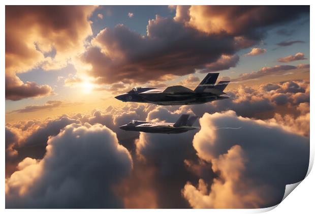 F35B Lightning II Sunset Fighters Print by J Biggadike