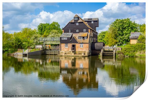 Houghton Mill in Cambridgeshire Print by Keith Douglas