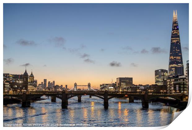 River Thames, London at Sunrise  Print by Adrian Victory-Daly