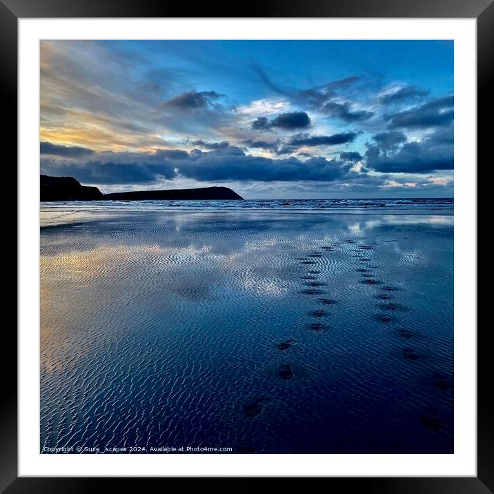 Just before sunset at Newport Sands, Pembrokehire Framed Mounted Print by Suze_ scapes