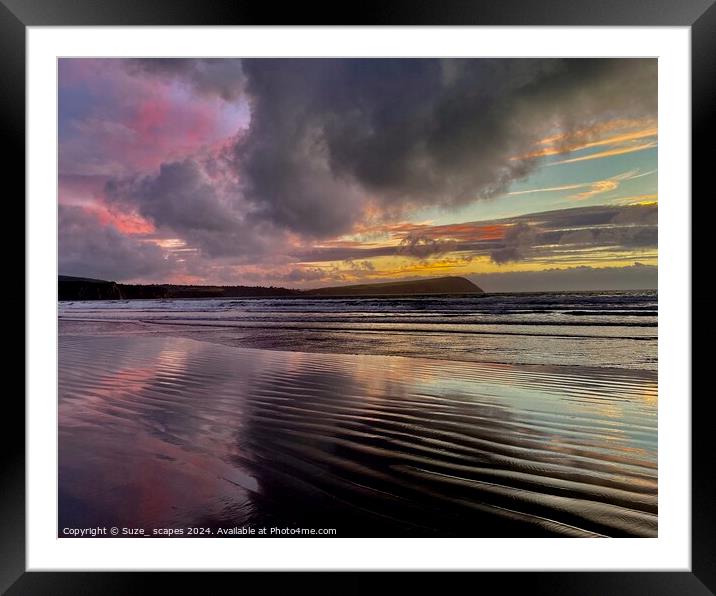 Sunset at Newport Sands, Pembrokeshire Framed Mounted Print by Suze_ scapes