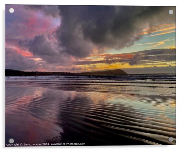 Sunset at Newport Sands, Pembrokeshire Acrylic by Suze_ scapes