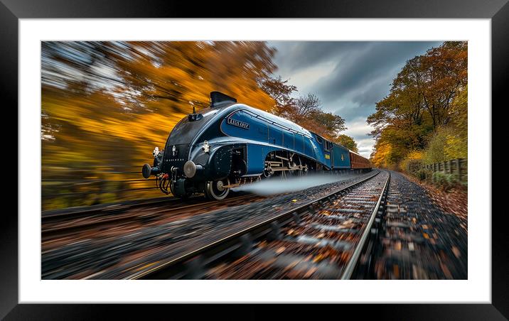 Mallard Steam Speed Record of 126mph Framed Mounted Print by T2 