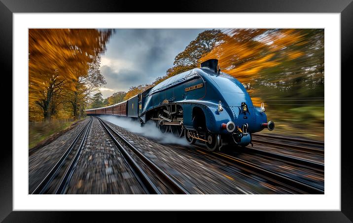 Mallard Steam Speed Record of 126mph Framed Mounted Print by T2 