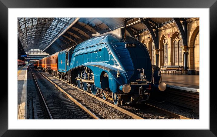 Mallard Steam Locomotive in York Station Framed Mounted Print by T2 