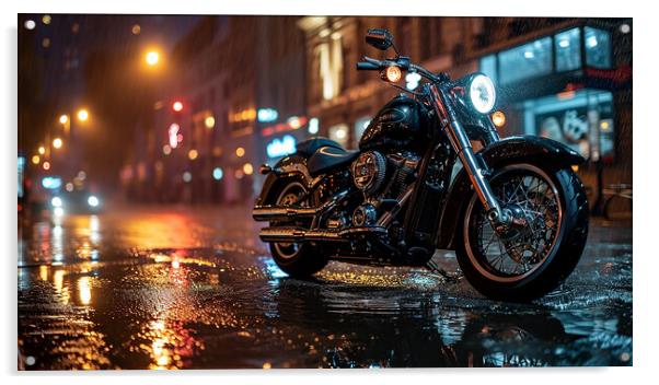 Harley-Davidson Motorcycle ~ City Lights Acrylic by T2 