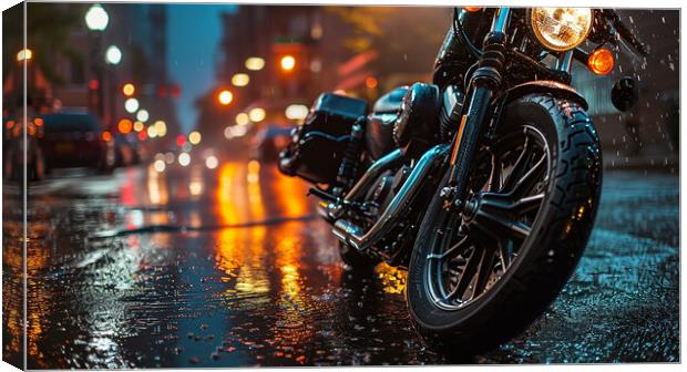 Harley-Davidson Motorcycle ~ City Lights Canvas Print by T2 