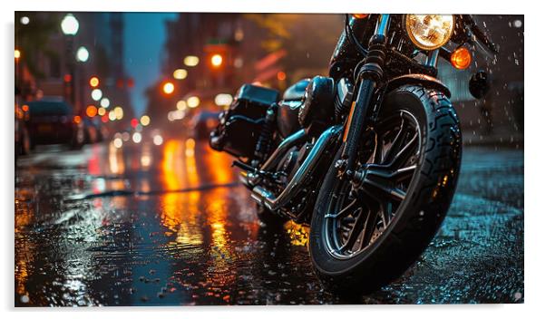 Harley-Davidson Motorcycle ~ City Lights Acrylic by T2 