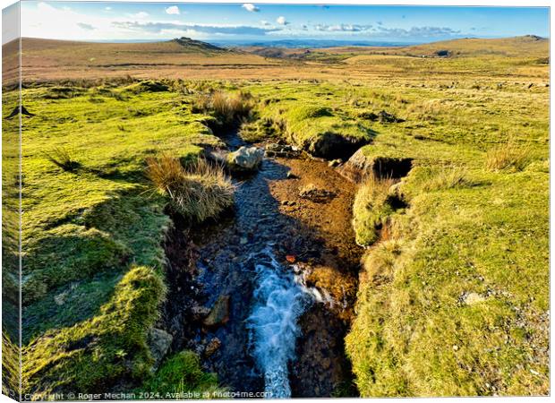 King's Tor Dartmoor and stream Canvas Print by Roger Mechan