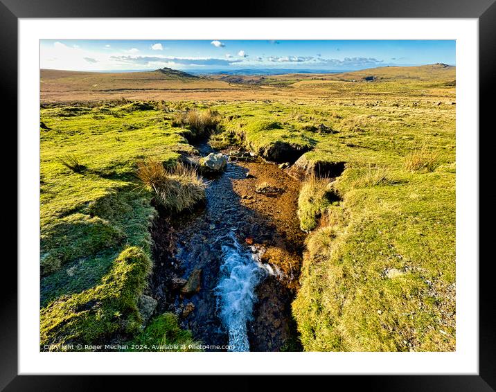 King's Tor Dartmoor and stream Framed Mounted Print by Roger Mechan