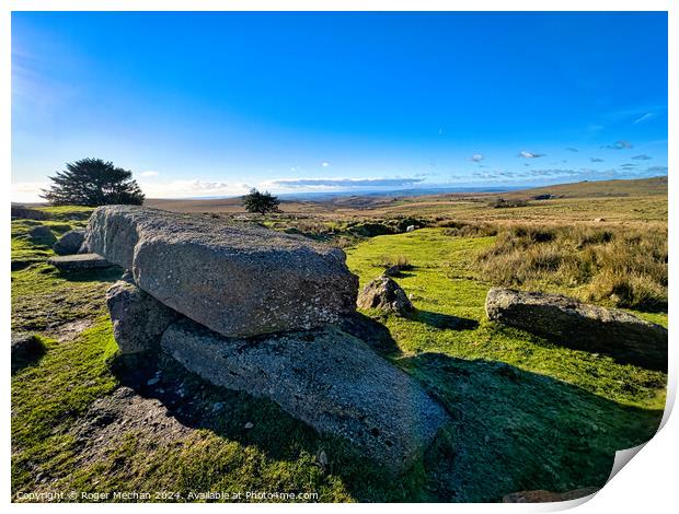 Granite rocks and Dartmoor wilderness Print by Roger Mechan