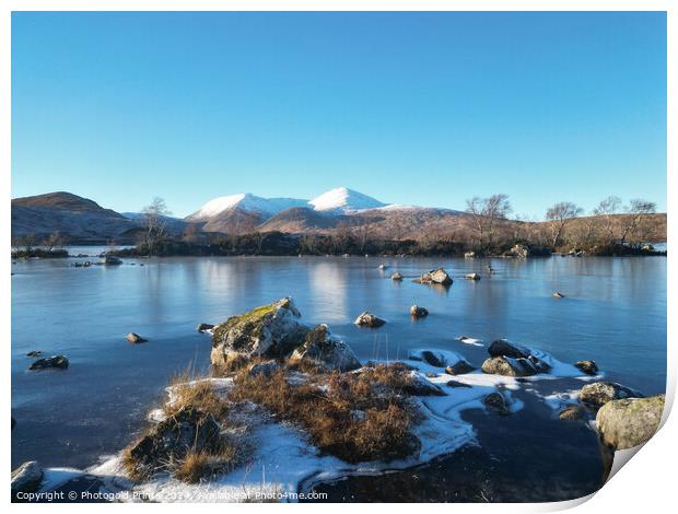 snow covered Black Mount in the Highlands of Scotland Print by Photogold Prints