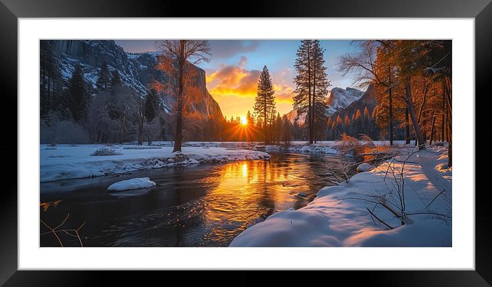 Snow Covered Mountains  Framed Mounted Print by CC Designs