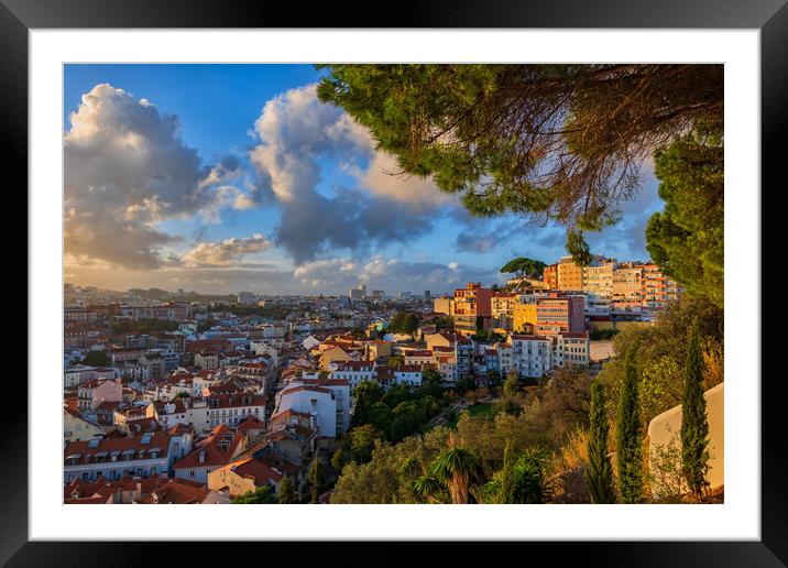 Sunset in Lisbon from Miradouro da Graca Framed Mounted Print by Artur Bogacki