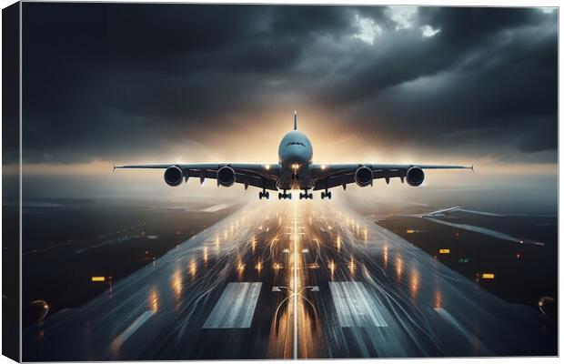 Airplane Landing Canvas Print by Picture Wizard