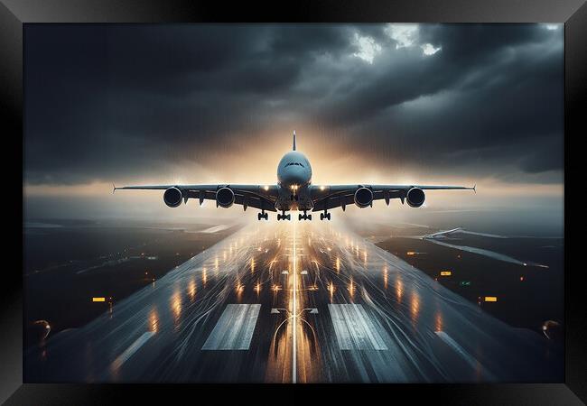 Airplane Landing Framed Print by Picture Wizard