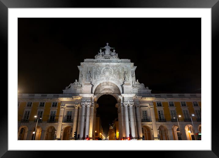 Rua Augusta Arch At Night In Lisbon Framed Mounted Print by Artur Bogacki