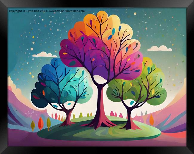 Rainbow Trees Framed Print by Lynn Bolt