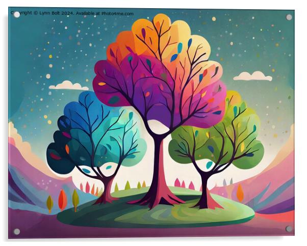 Rainbow Trees Acrylic by Lynn Bolt