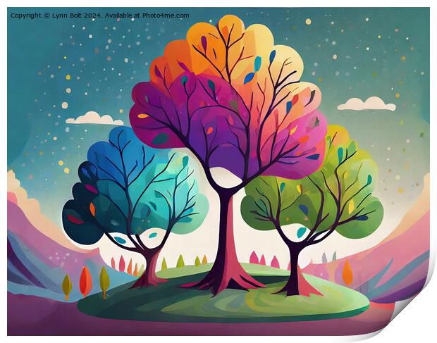 Rainbow Trees Print by Lynn Bolt