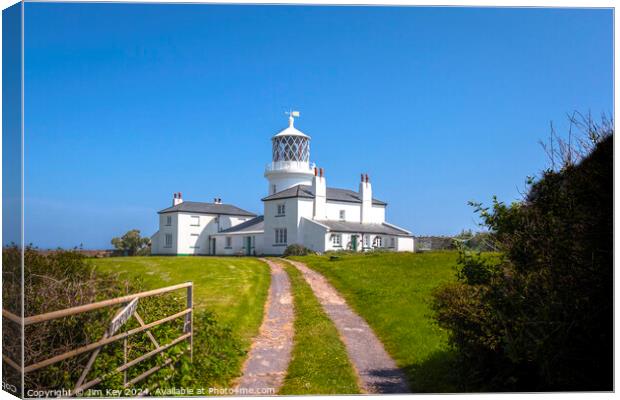 The Lighthouse Caldey Island Wales   Canvas Print by Jim Key