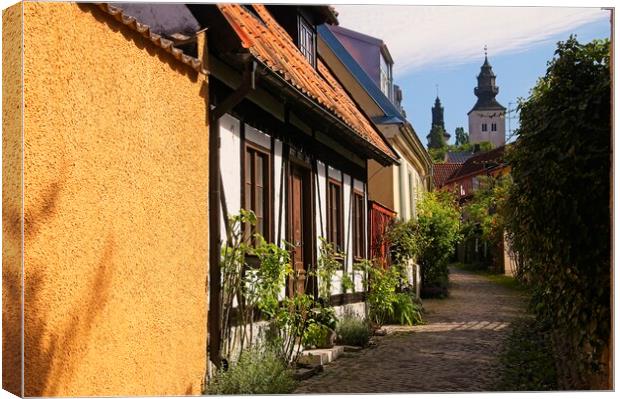 Cobbled Street in Visby Sweden Canvas Print by Martyn Arnold