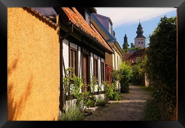 Cobbled Street in Visby Sweden Framed Print by Martyn Arnold