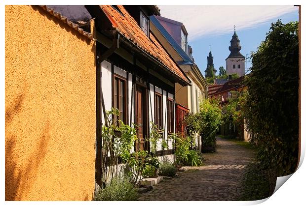 Cobbled Street in Visby Sweden Print by Martyn Arnold