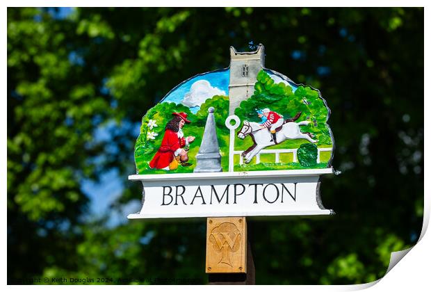 Brampton Village Sign Print by Keith Douglas
