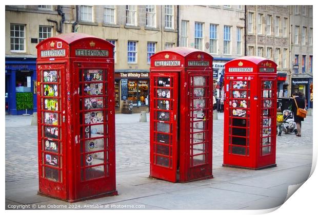 Royal Mile Phone Boxes 1 Print by Lee Osborne