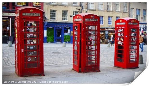 Royal Mile Phone Boxes 2 Print by Lee Osborne