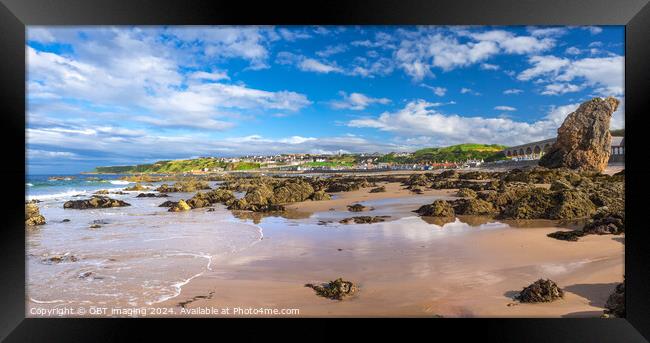 Cullen Beach Town Viaduct & Rock Morayshire Scotland Framed Print by OBT imaging