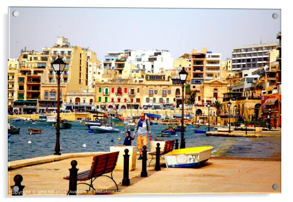 St.Julian's Bay, Malta. Acrylic by john hill