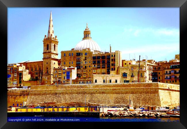Valletta, Malta. Framed Print by john hill