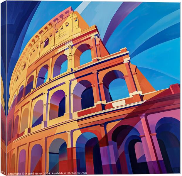 Rainbow Colosseum Canvas Print by Harold Ninek