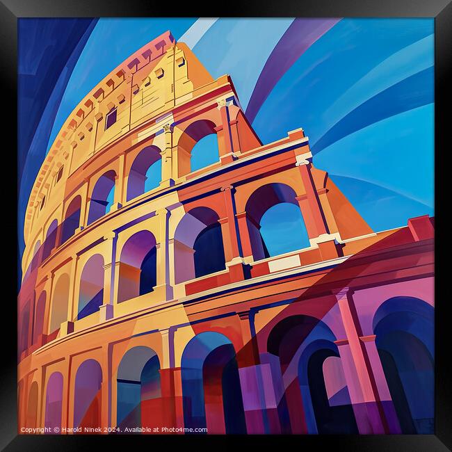 Rainbow Colosseum Framed Print by Harold Ninek