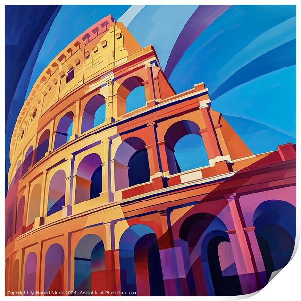 Rainbow Colosseum Print by Harold Ninek