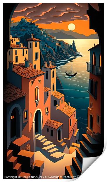 Sunset on the Italian Riviera Print by Harold Ninek