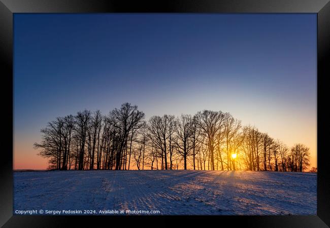 Winter landscape at cold evening. Framed Print by Sergey Fedoskin