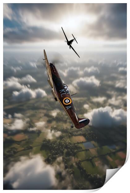 Spitfire Hunter Print by J Biggadike