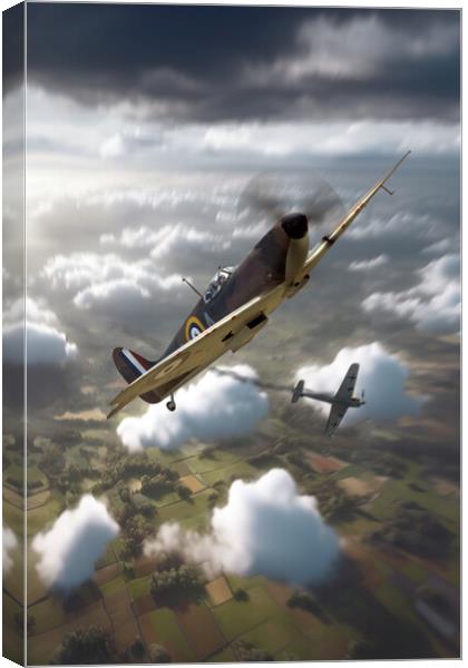 Spitfire In The Fight Canvas Print by J Biggadike