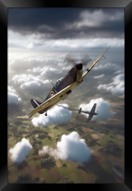 Spitfire In The Fight Framed Print by J Biggadike